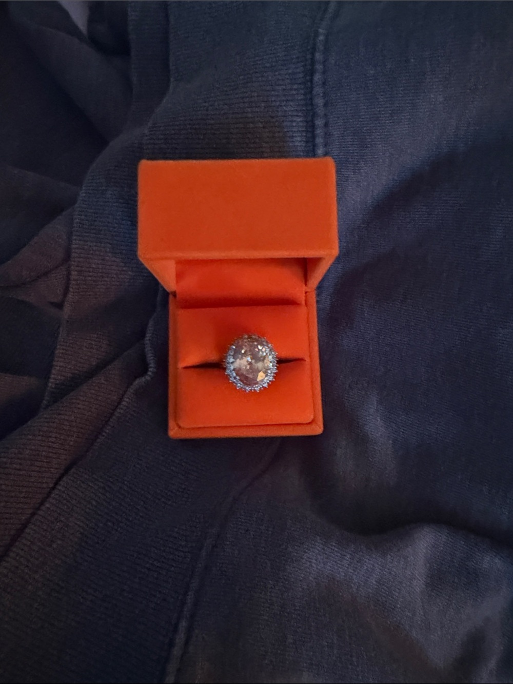 Silver Halo Ring with Clear Center Stone - Women's Elegant Sparkle